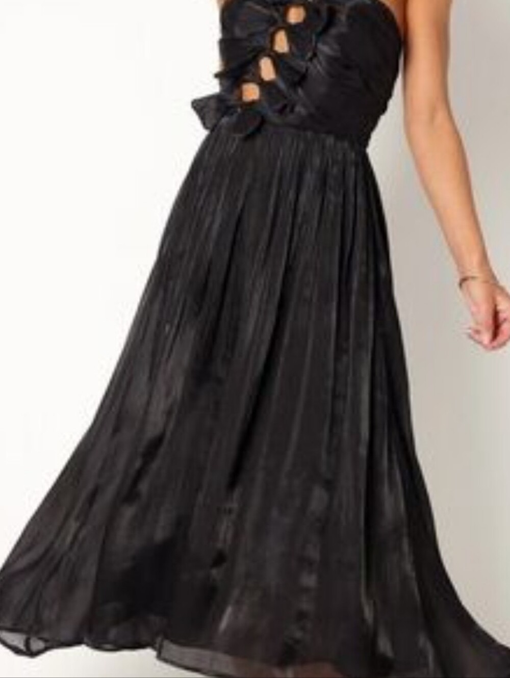 Petal & Pup women’s  Black Maxi Dress with Bow Bodice size M new with tags